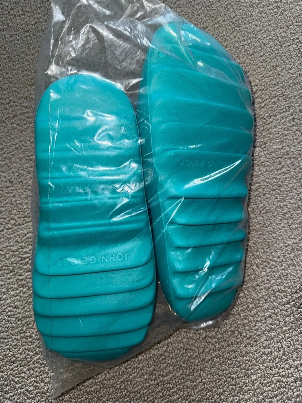 John Geiger- Teal Men's Slip-On Slides